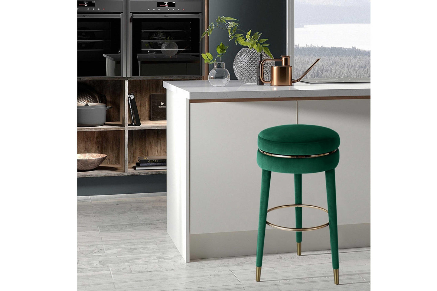 Coral Velvet Swivel Counter Stool SKU: 701-C - Venini Furniture