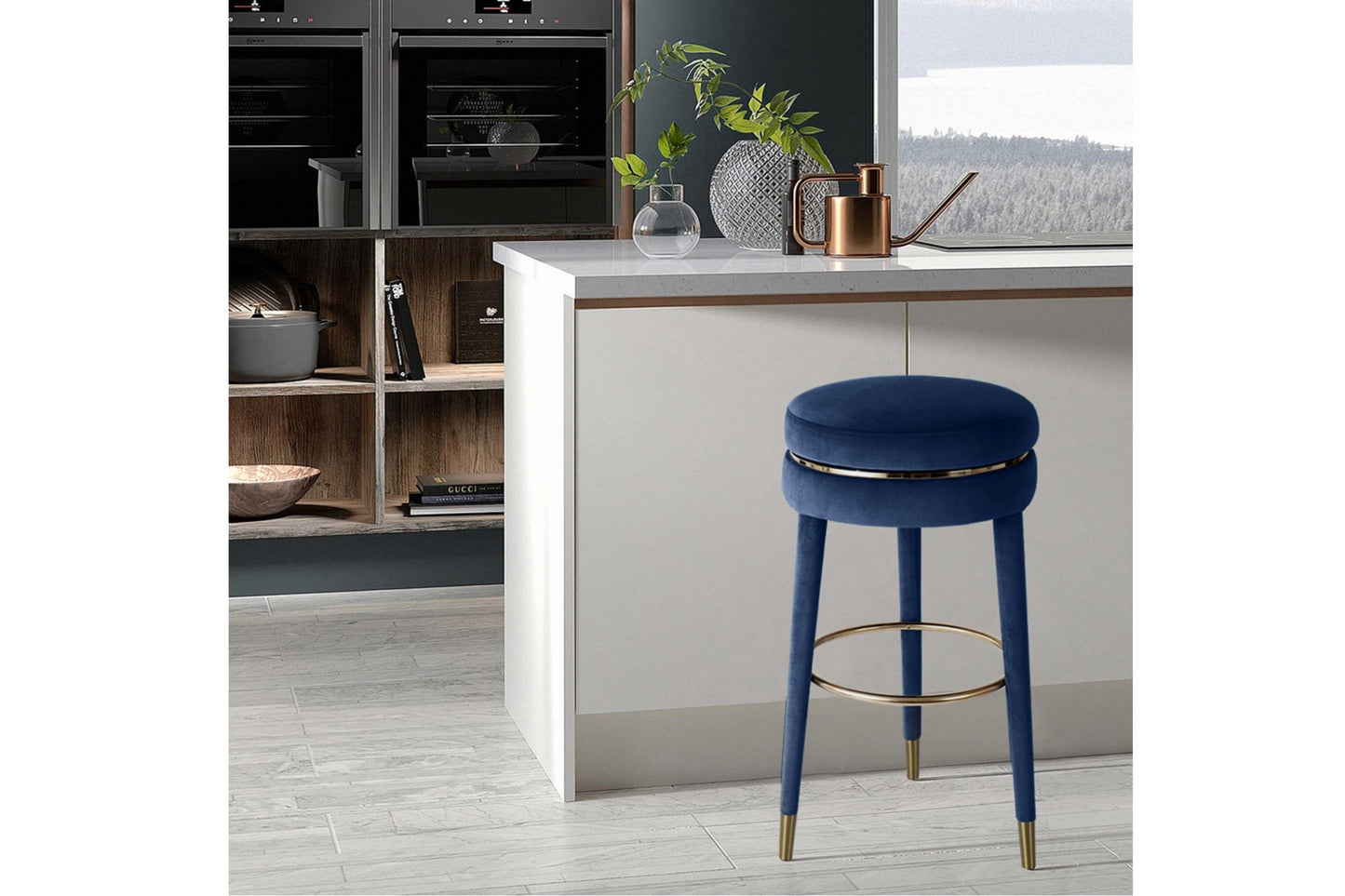Coral Velvet Swivel Counter Stool SKU: 701-C - Venini Furniture