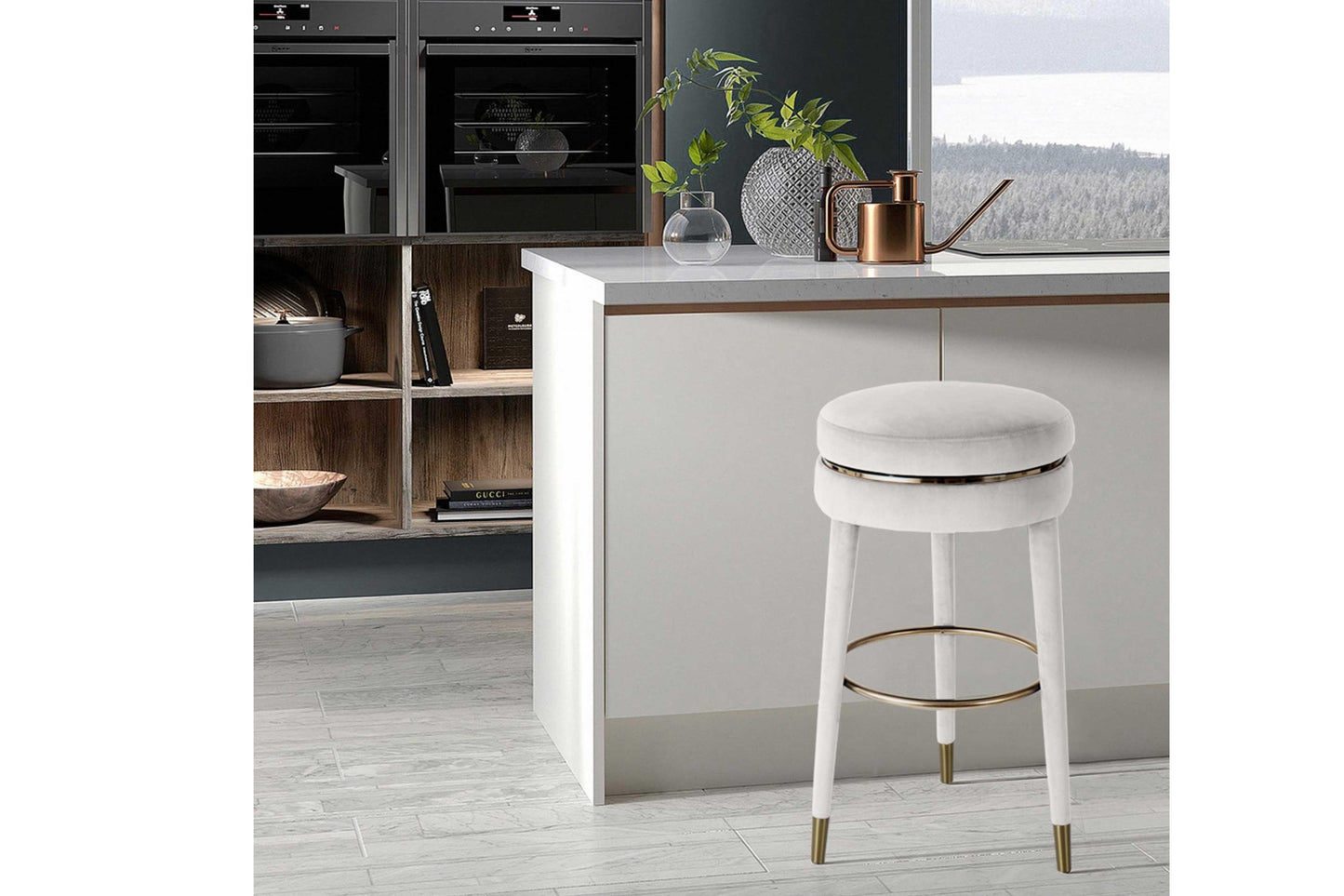 Coral Velvet Swivel Counter Stool SKU: 701-C - Venini Furniture