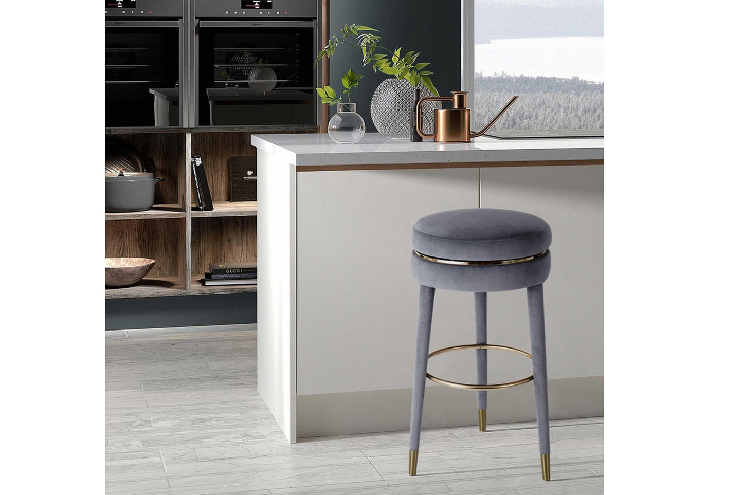 Coral Velvet Swivel Counter Stool SKU: 701-C - Venini Furniture