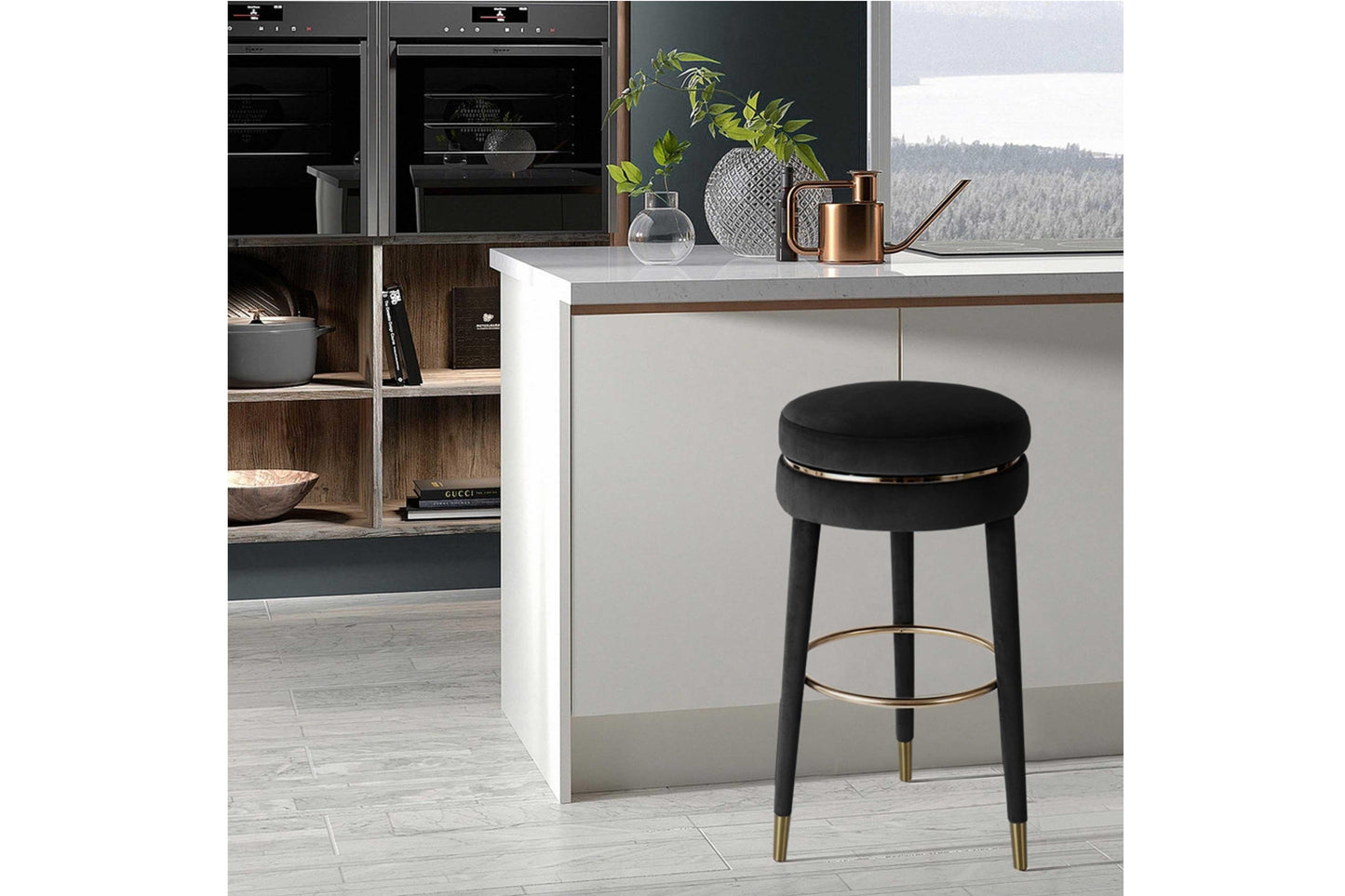 Coral Velvet Swivel Counter Stool SKU: 701-C - Venini Furniture