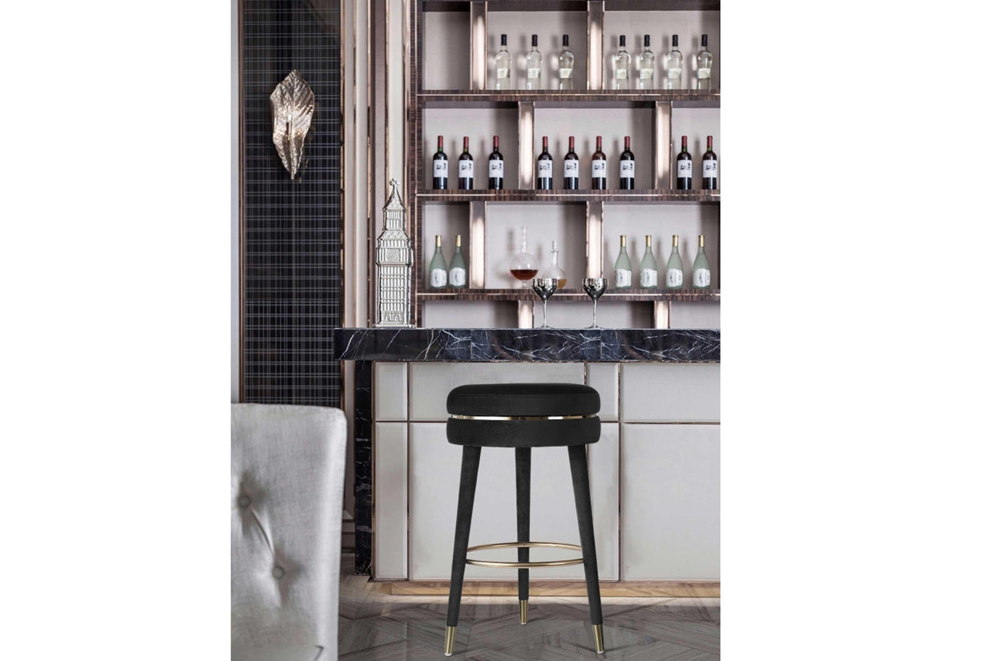 Coral Velvet Swivel Bar Stool SKU: 702-C - Venini Furniture