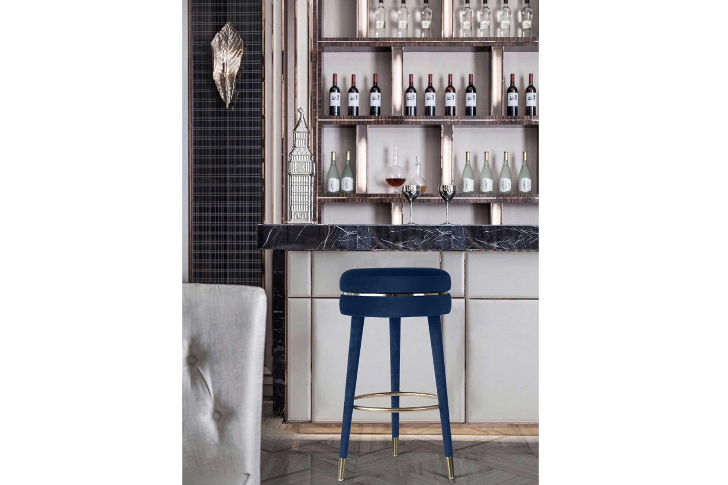Coral Velvet Swivel Bar Stool SKU: 702-C - Venini Furniture