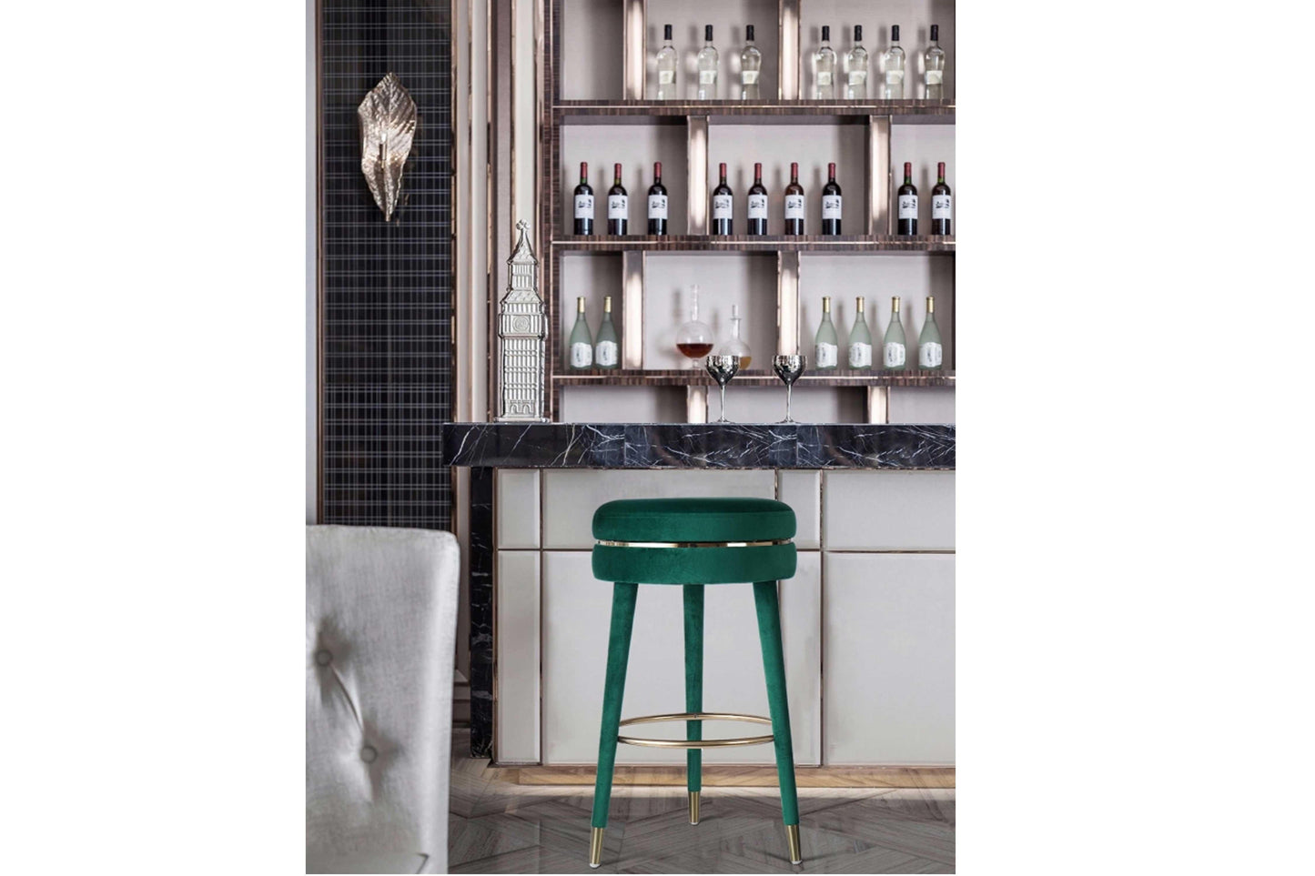 Coral Velvet Swivel Bar Stool SKU: 702-C - Venini Furniture
