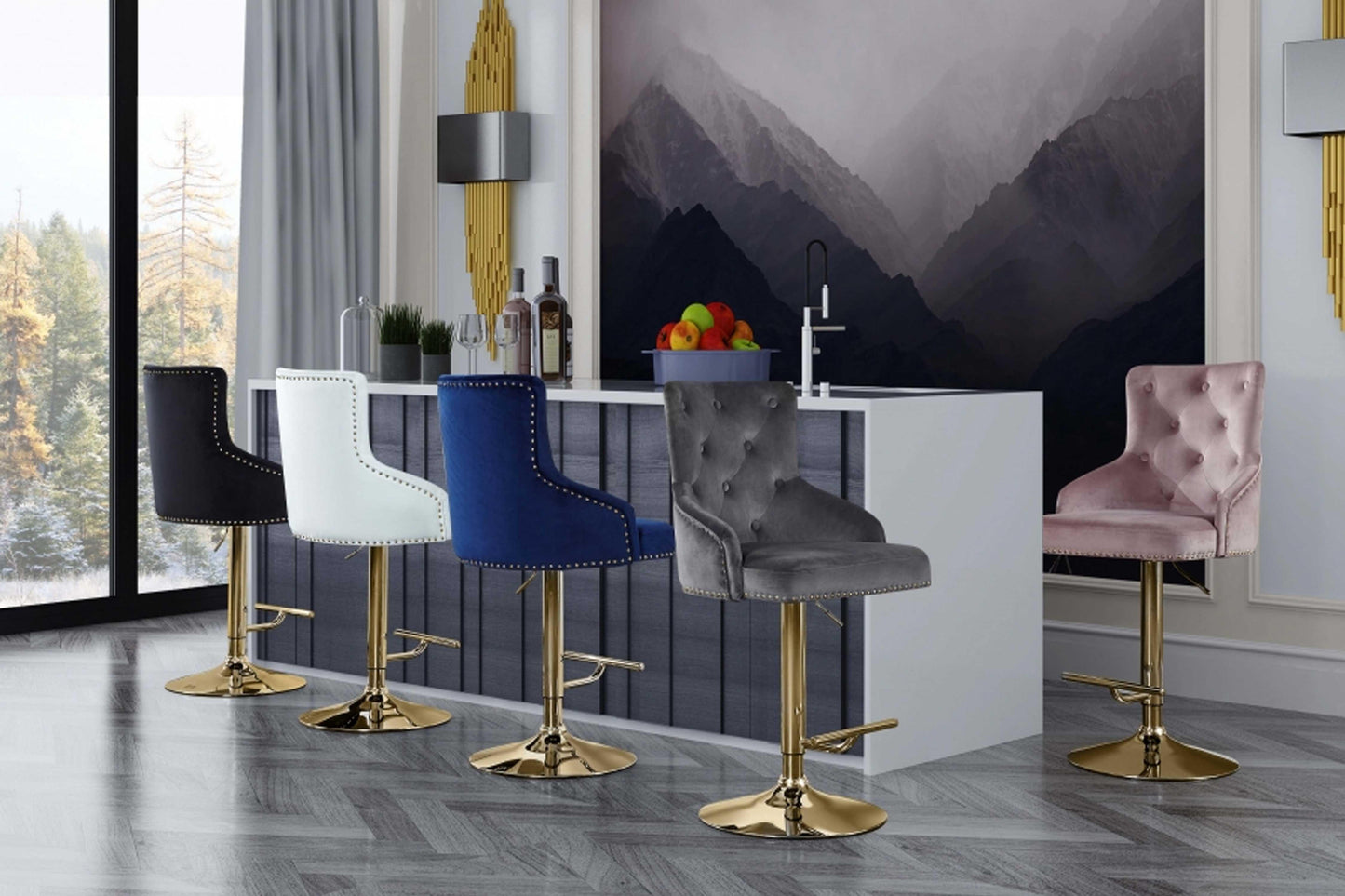 Claude Velvet Adjustable Bar | Counter Stool SKU: 713 - Venini Furniture