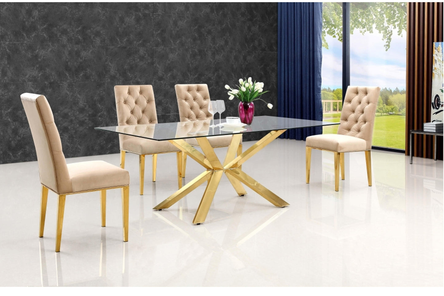 Capri Gold Dining Table SKU: 716-T - Venini Furniture
