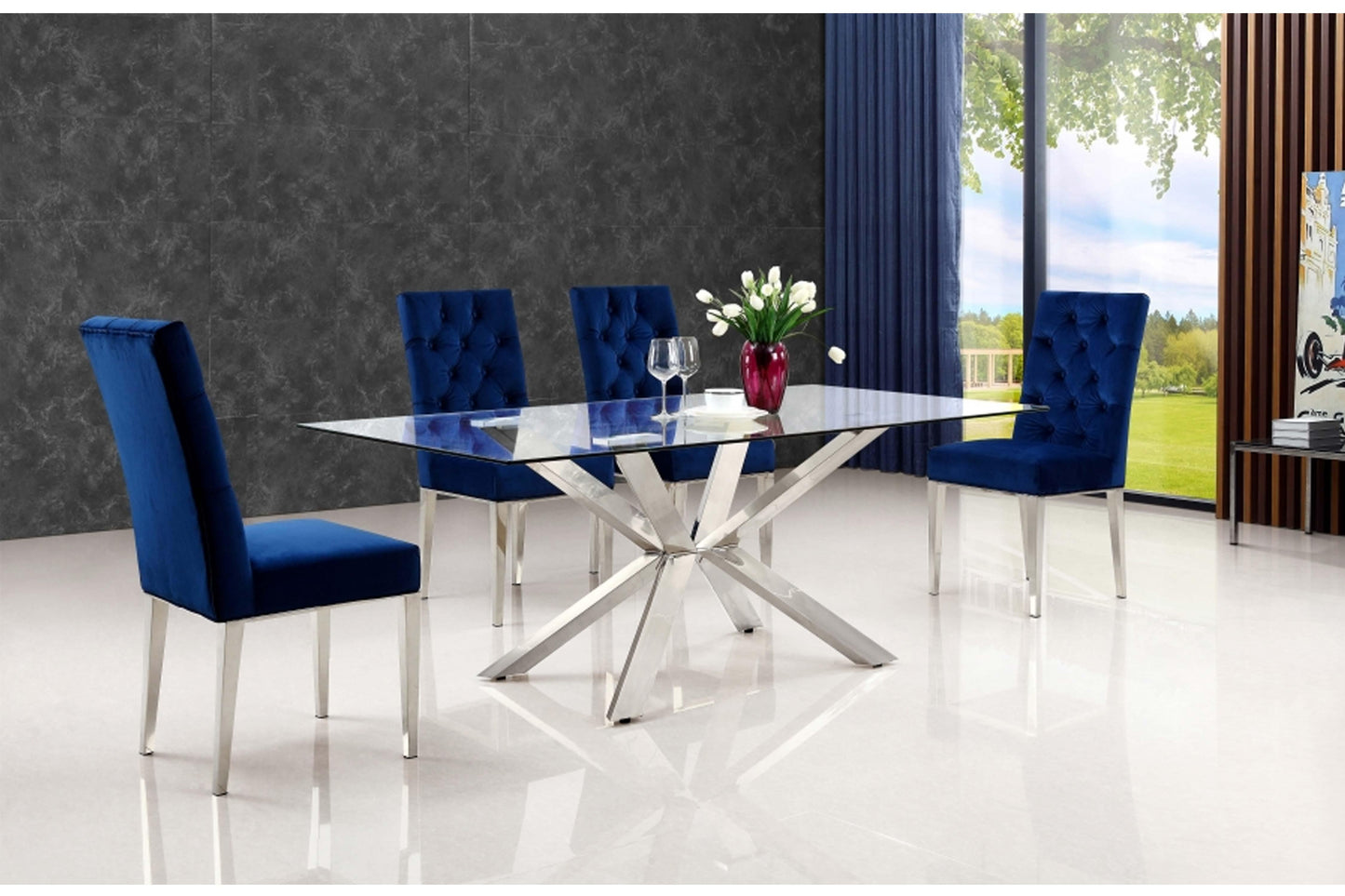 Juno Chrome Dining Table SKU: 732-T - Venini Furniture