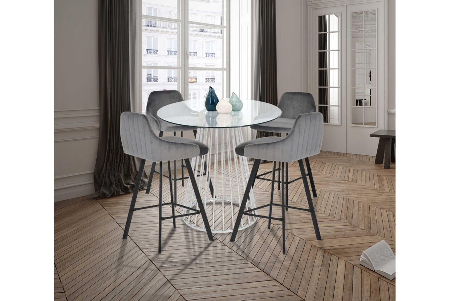Viviene Velvet Counter Stool SKU: 761 - Venini Furniture