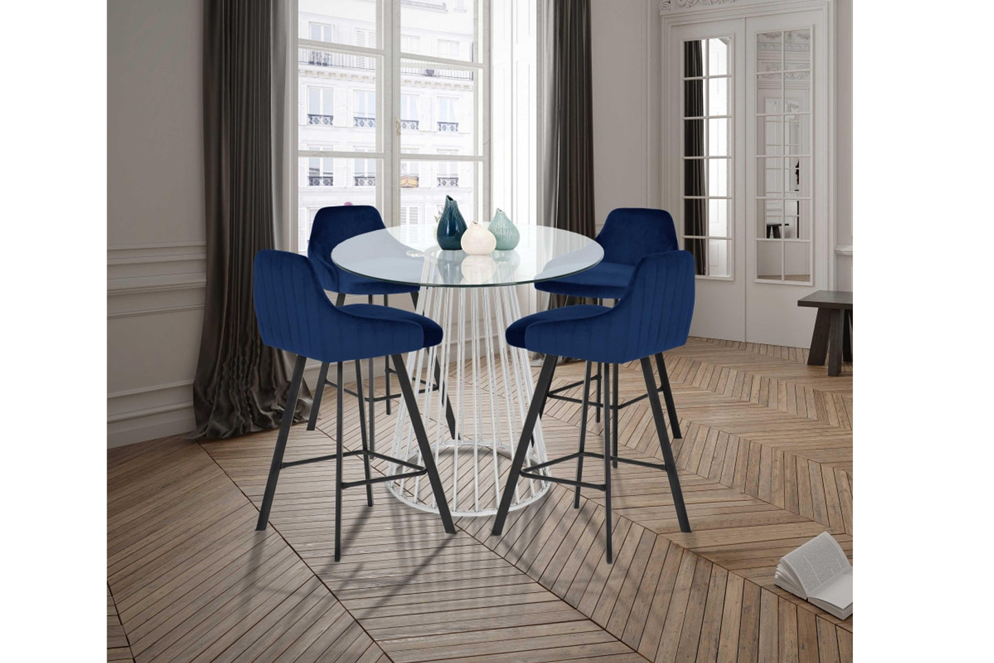 Viviene Velvet Counter Stool SKU: 761 - Venini Furniture