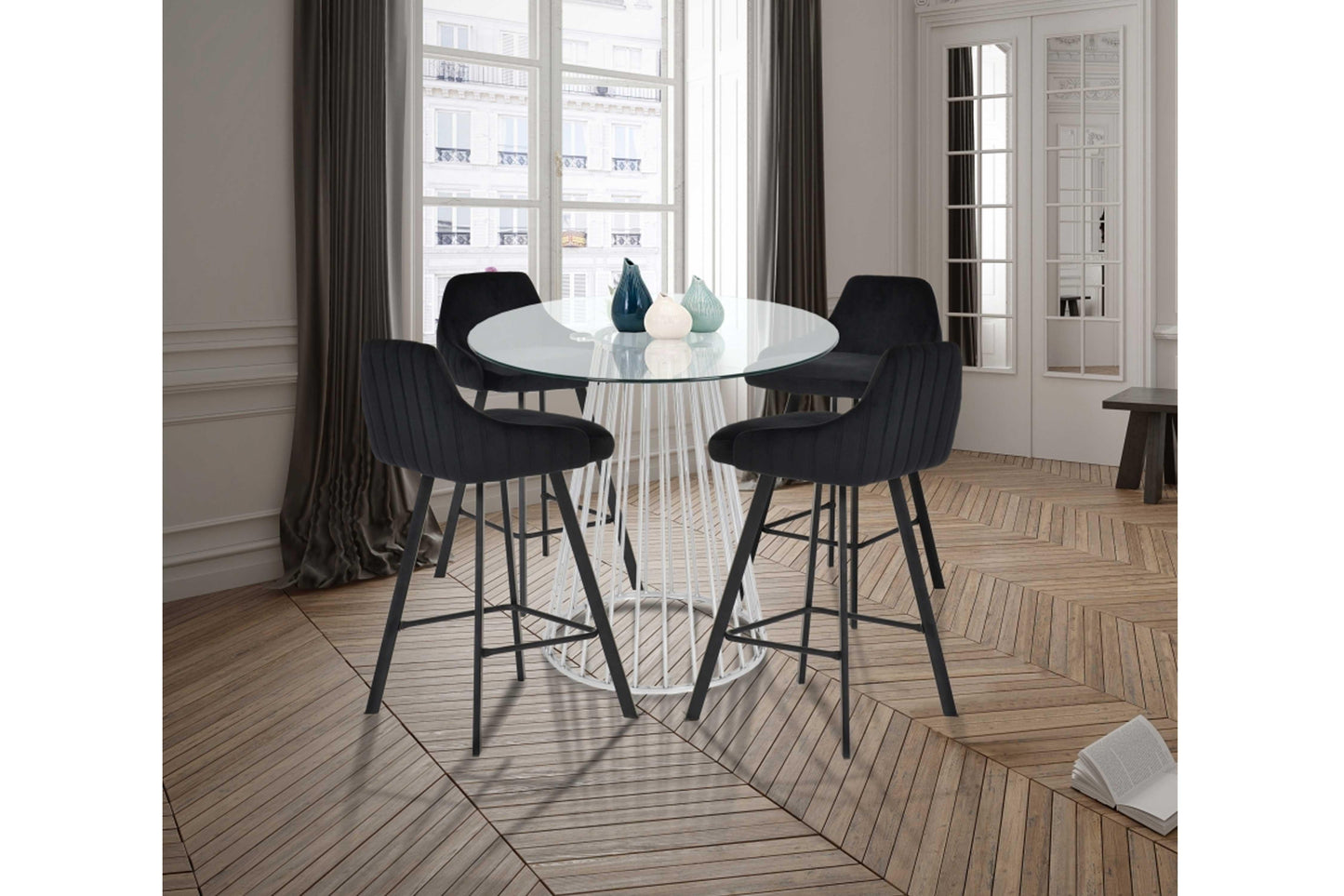 Viviene Velvet Counter Stool SKU: 761 - Venini Furniture