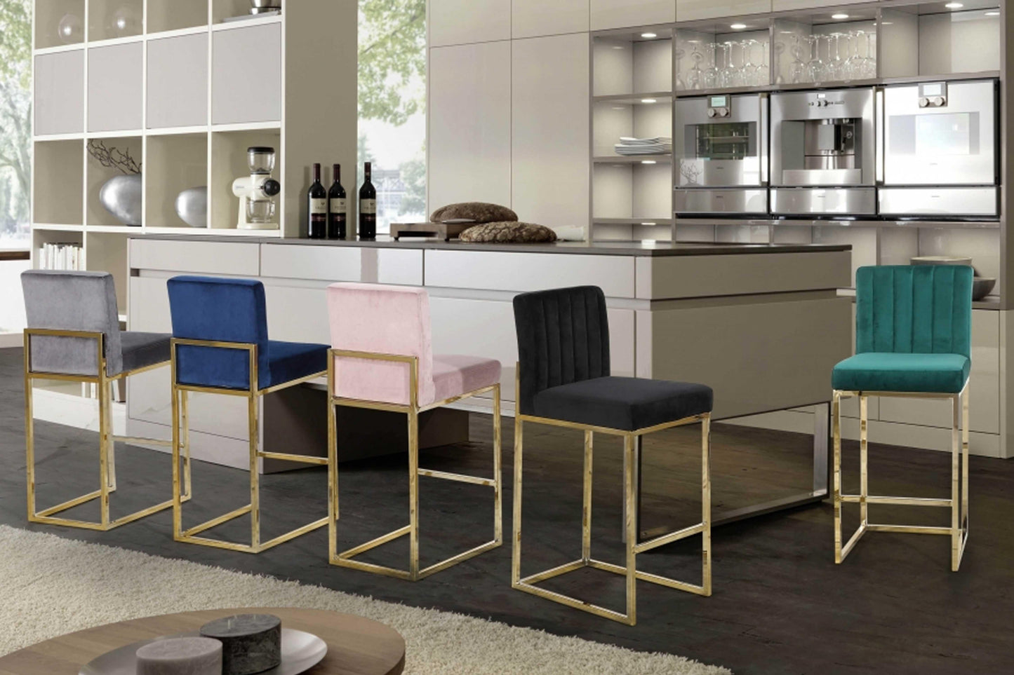 Giselle Velvet Counter Stool SKU: 781-782 - Venini Furniture