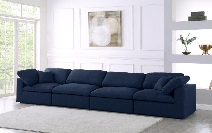 Serene Linen Deluxe Modular Down Filled Cloud-Like Comfort Overstuffed 158" Sofa SKU: 601-S158 - Venini Furniture
