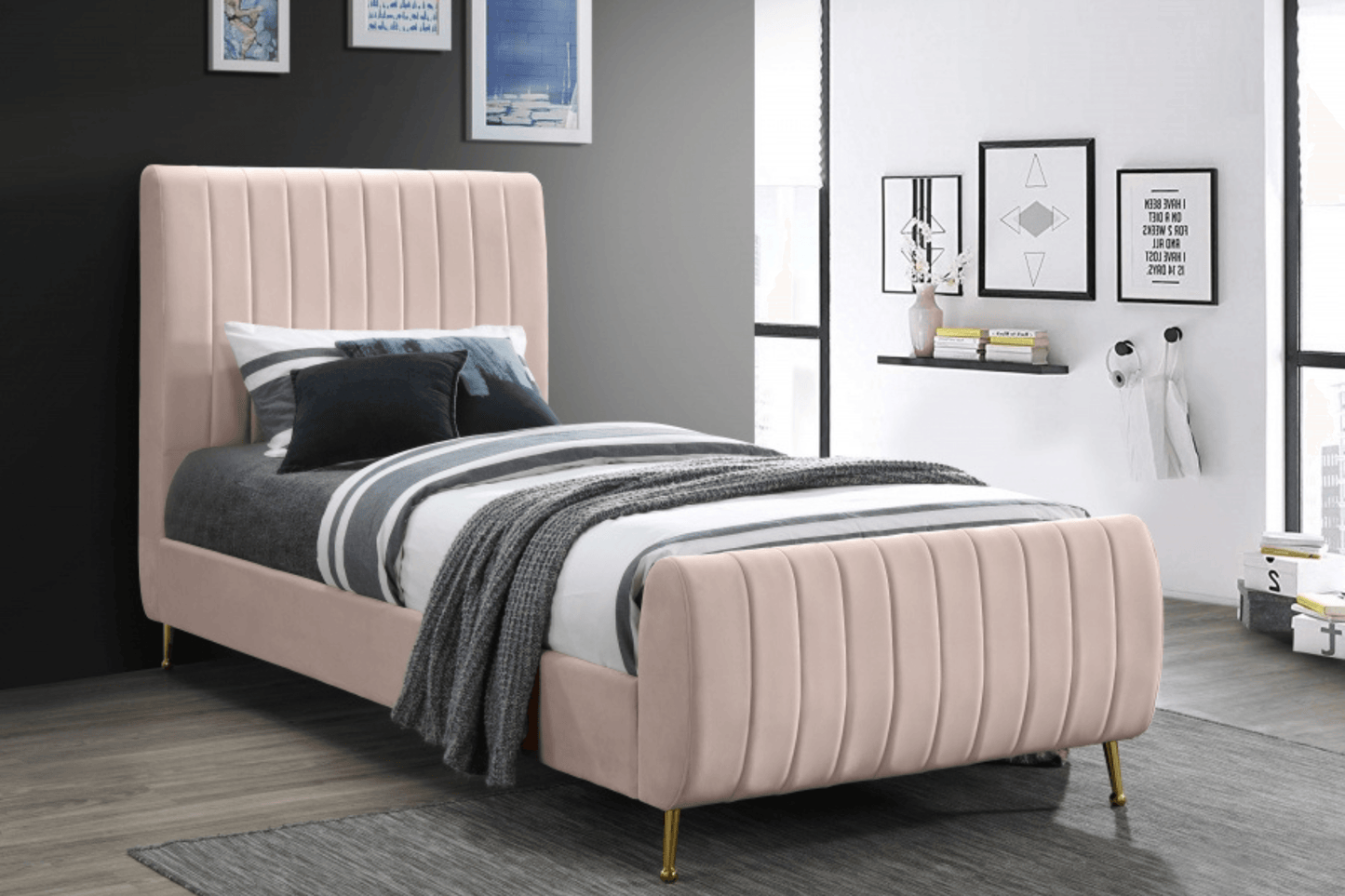 Zara Velvet Bed SKU: Zara - Venini Furniture 