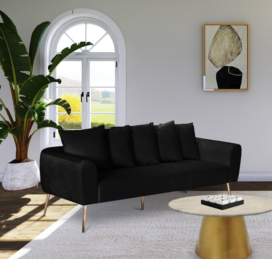 Quinn Velvet Sofa SKU: 639Black-S