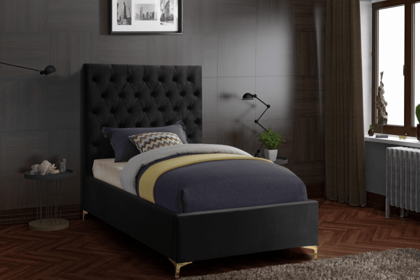 Cruz Velvet Bed SKU: Cruz - Venini Furniture 