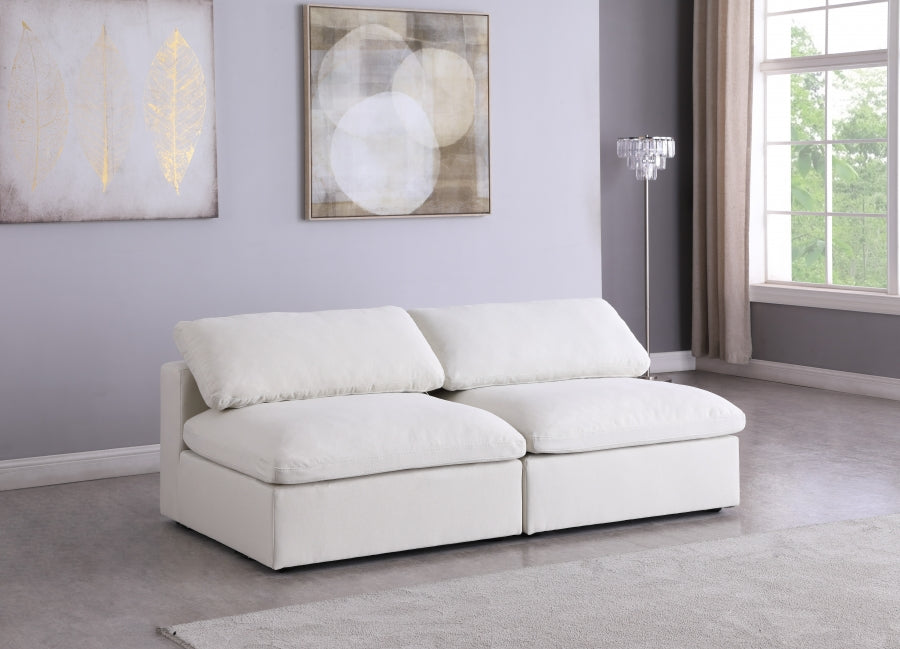 Serene Linen Textured Deluxe Modular Down Filled Cloud-Like Comfort Overstuffed 78" Armless Sofa