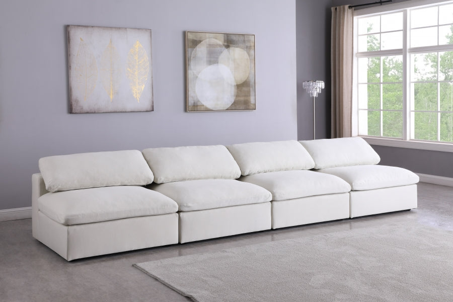 Serene Linen Textured Deluxe Modular Down Filled Cloud-Like Comfort Overstuffed 156" Armless Sofa