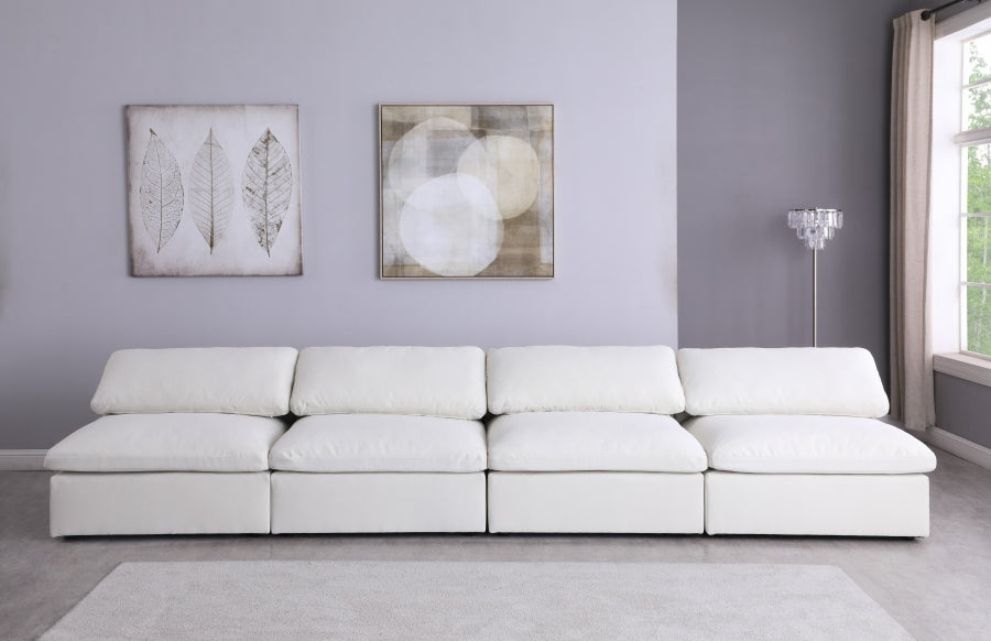 Serene Linen Textured Deluxe Modular Down Filled Cloud-Like Comfort Overstuffed 156" Armless Sofa