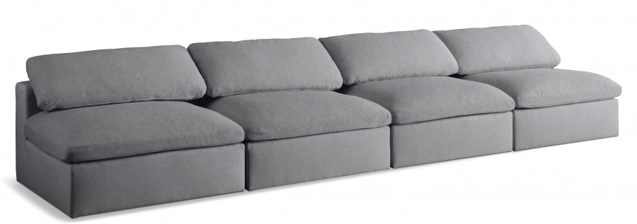 Serene Linen Textured Deluxe Modular Down Filled Cloud-Like Comfort Overstuffed 156" Armless Sofa