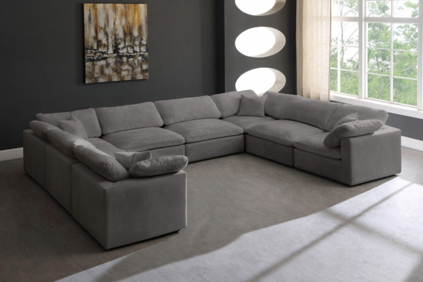 Cozy Velvet Modular Fiber Filled Cloud-Like Comfort Overstuffed Reversible Sectional SKU: 634-Sec8A - Venini Furniture