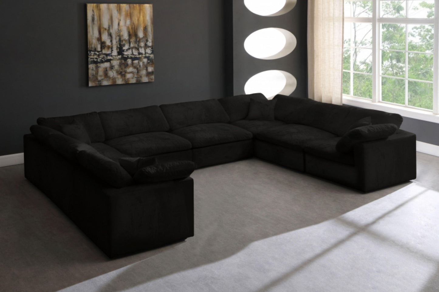 Cozy Velvet Modular Fiber Filled Cloud-Like Comfort Overstuffed Reversible Sectional SKU: 634-Sec8A - Venini Furniture