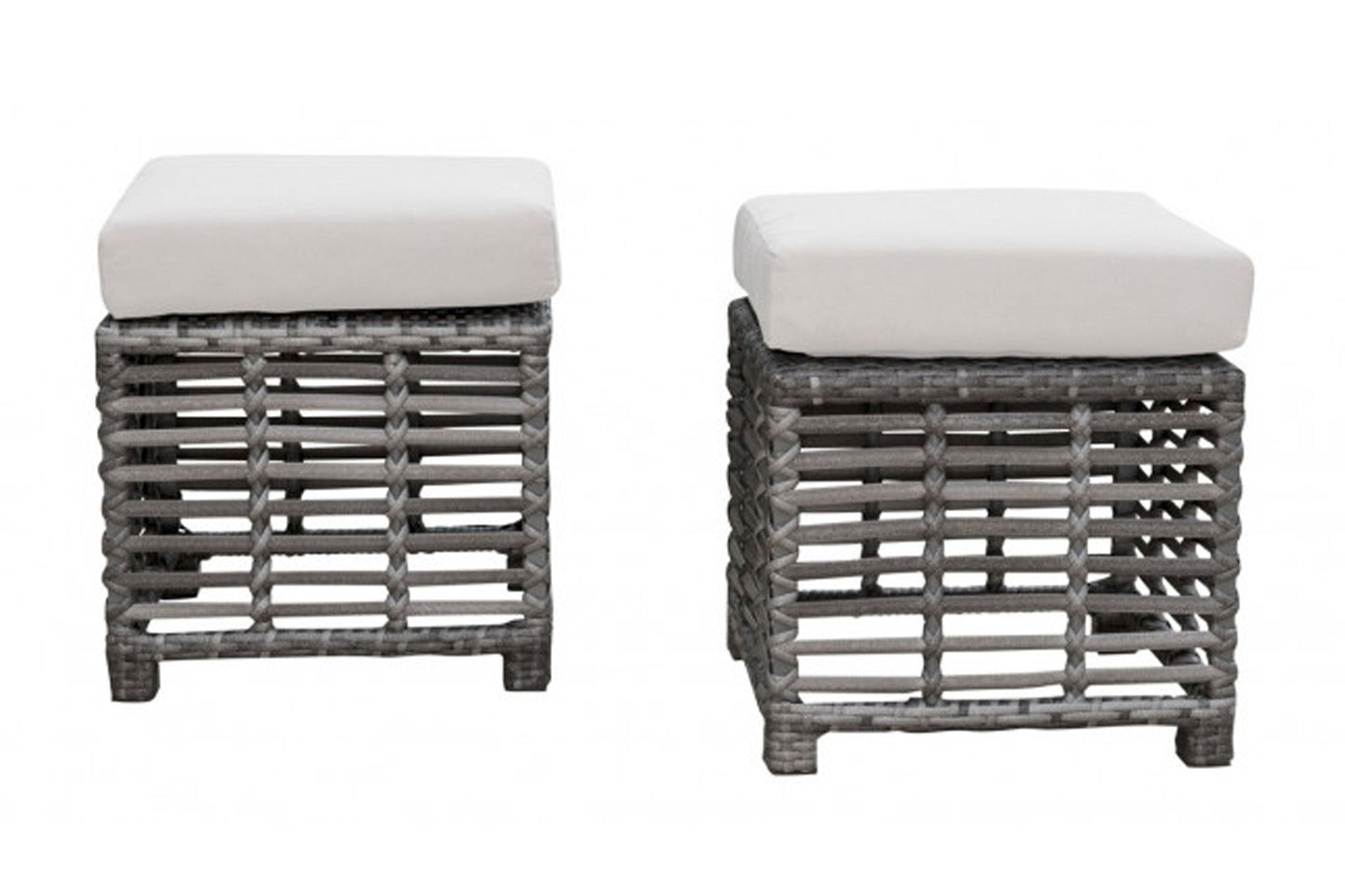Graphite Set of 2 Small Ottoman w/off-white cushions SKU: PJO-1601-GRY-S2 - Venini Furniture