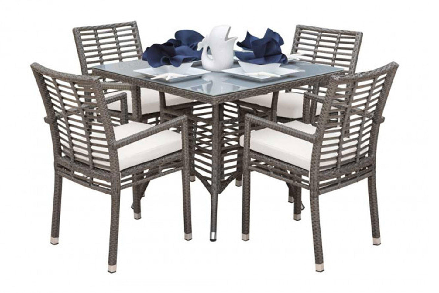 Graphite 5 PC Dining Armchair Set SKU: PJO-1601-GRY-5DA - Venini Furniture