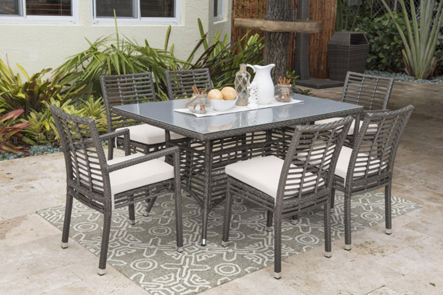 Graphite 7 PC Dining Set SKU: PJO-1601-GRY-7AS - Venini Furniture