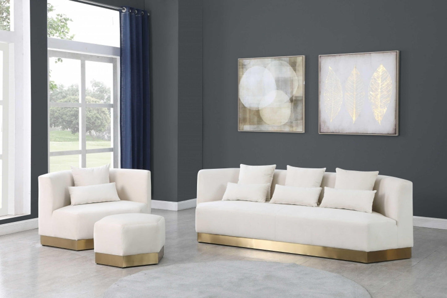 Marquis Soft Velvet 3 pc Sofa Set SKU: 600-S3 - Venini Furniture 