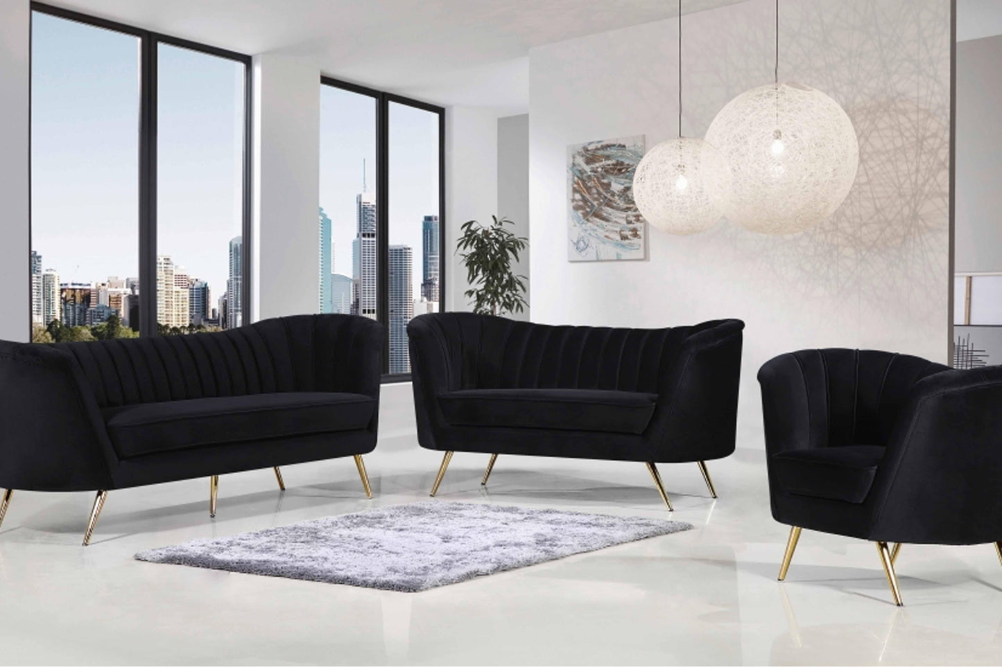 Margo Velvet 3 pcs Set SKU: 622-S3 - Venini Furniture