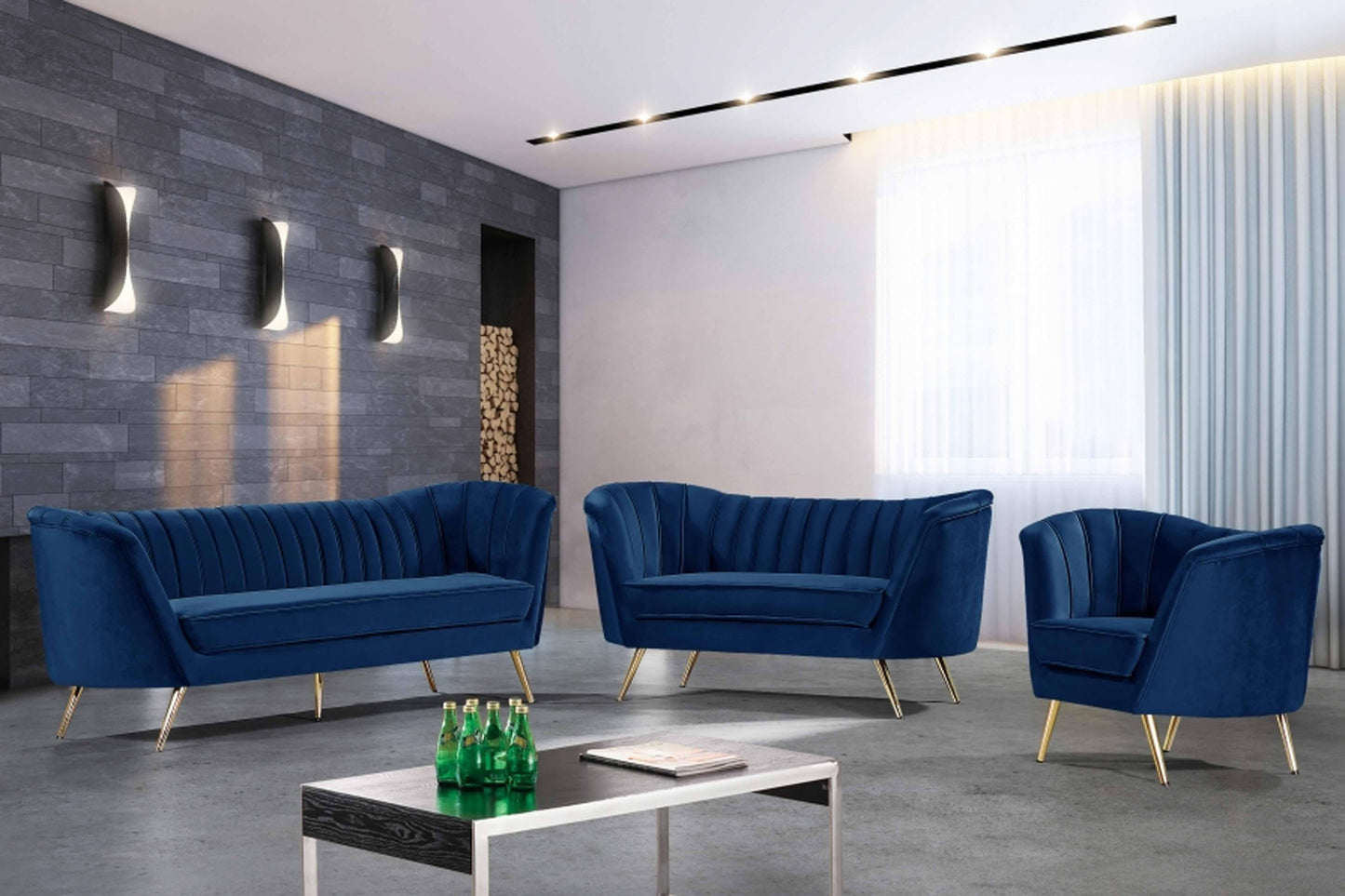 Margo Velvet 3 pcs Set SKU: 622-S3 - Venini Furniture