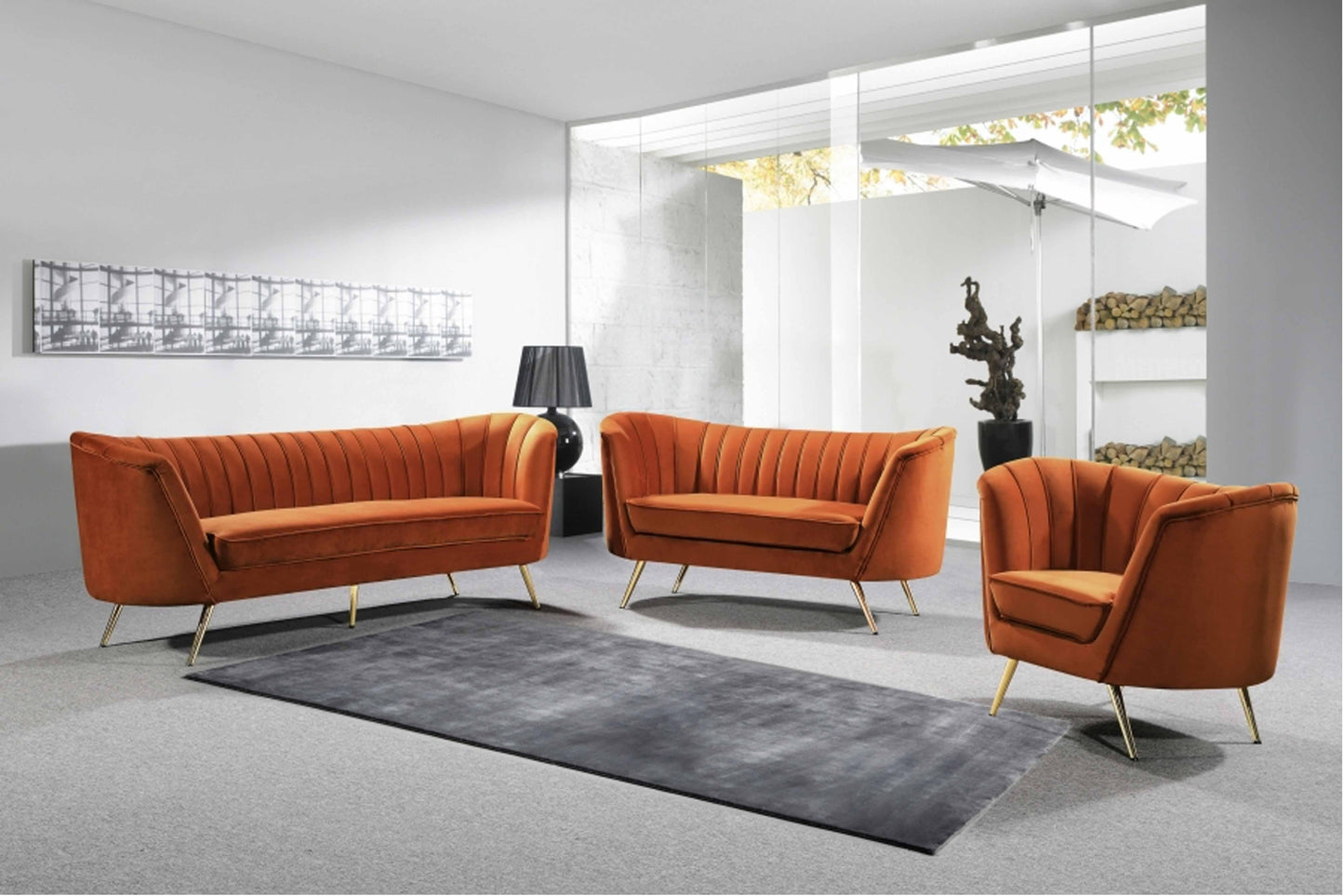 Margo Velvet 3 pcs Set SKU: 622-S3 - Venini Furniture
