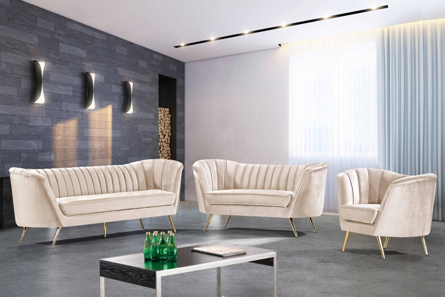 Margo Velvet 3 pcs Set SKU: 622-S3 - Venini Furniture