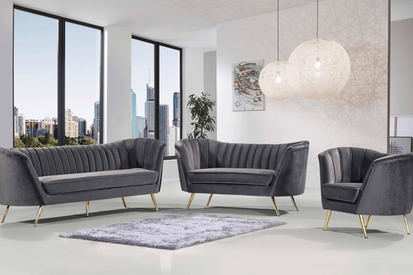 Margo Velvet 3 pcs Set SKU: 622-S3 - Venini Furniture