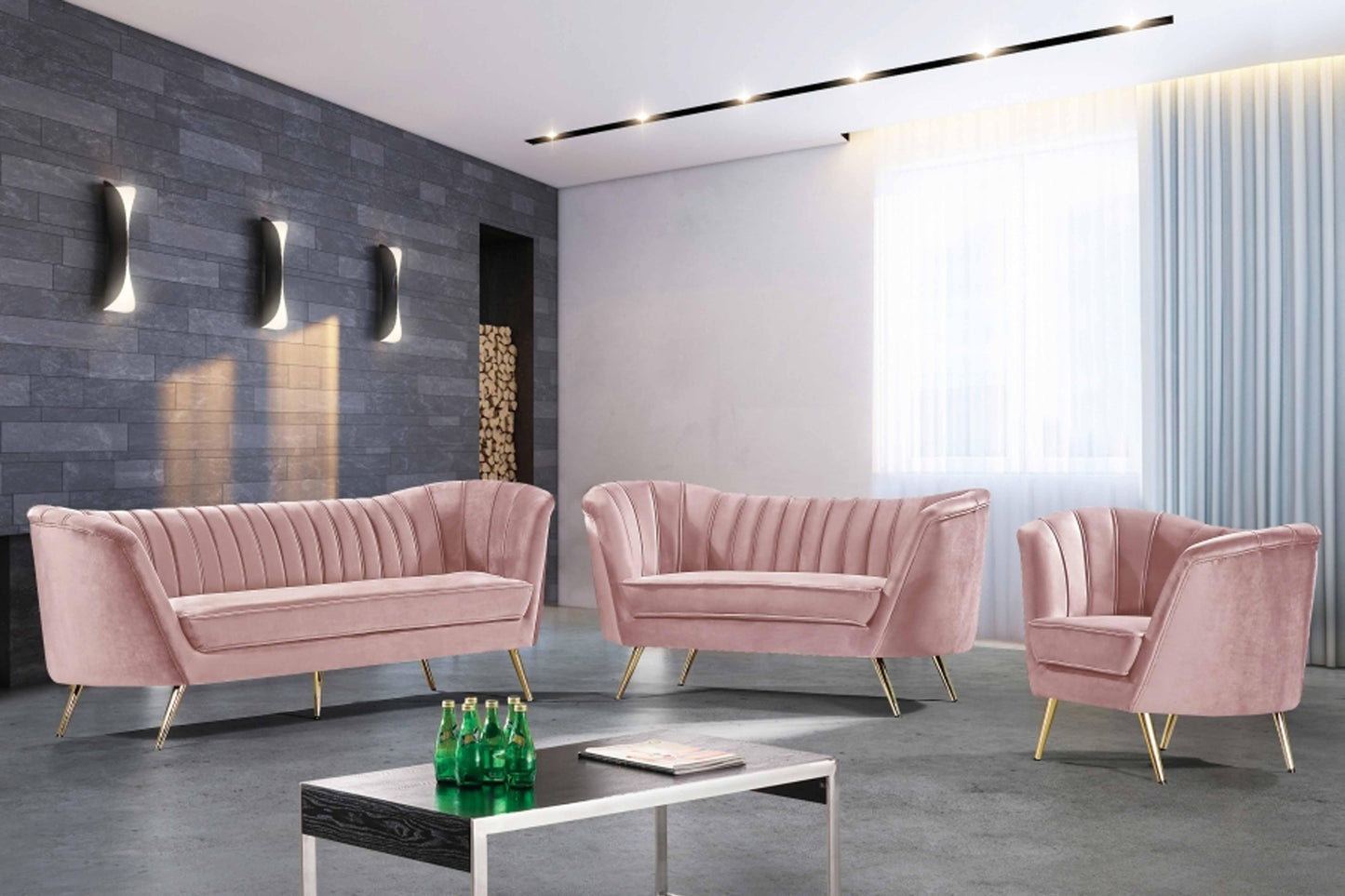Margo Velvet 3 pcs Set SKU: 622-S3 - Venini Furniture