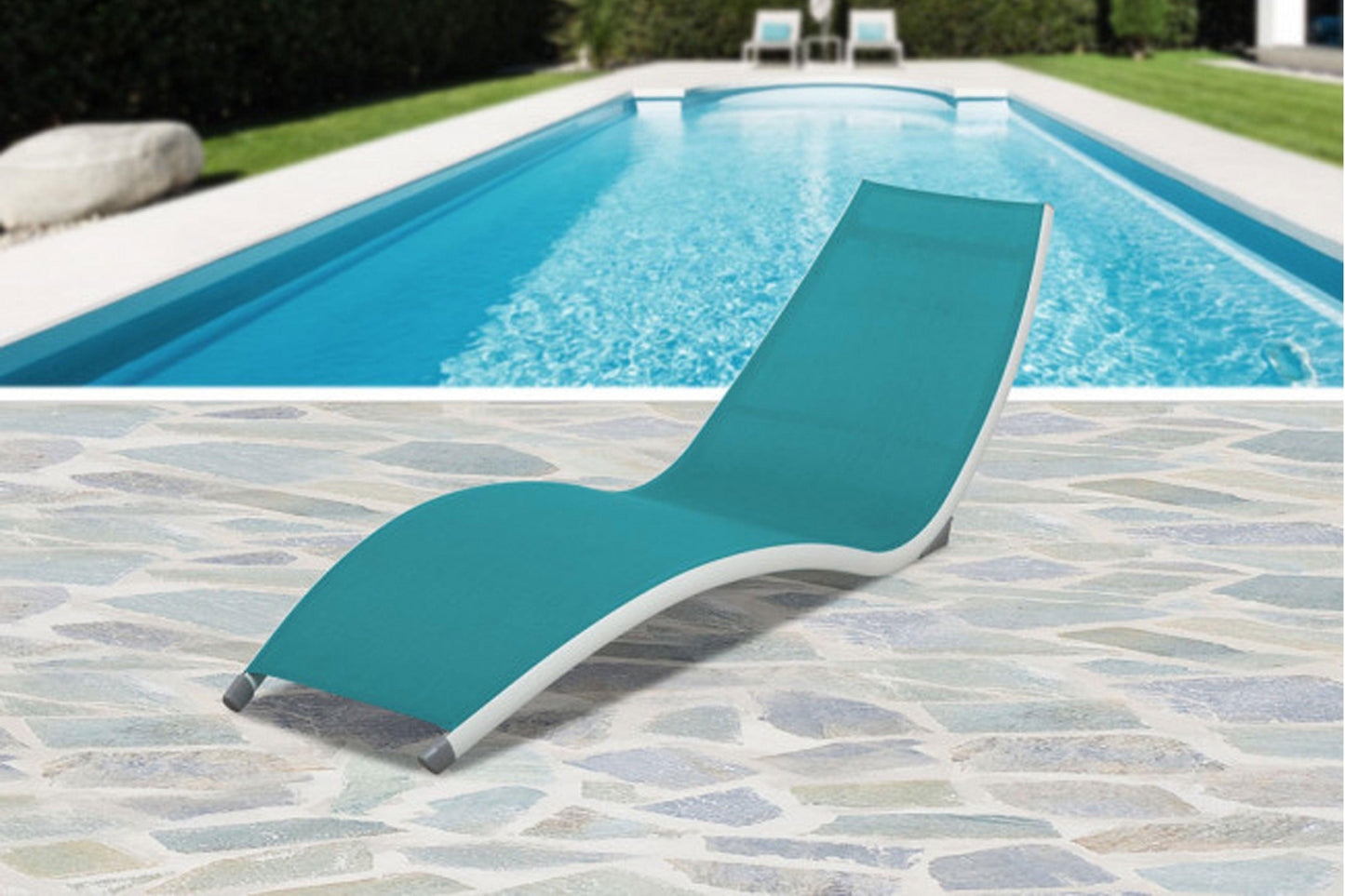 Curve Stackable Sling Chaise Lounge SKU: PRP-3001-GREY - Venini Furniture