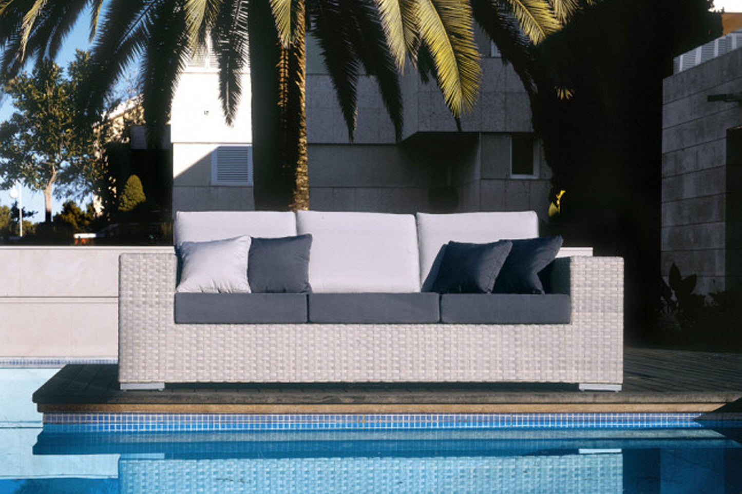 Cubix Sofa w/off-white cushion SKU: 902-1349-KBU-S - Venini Furniture