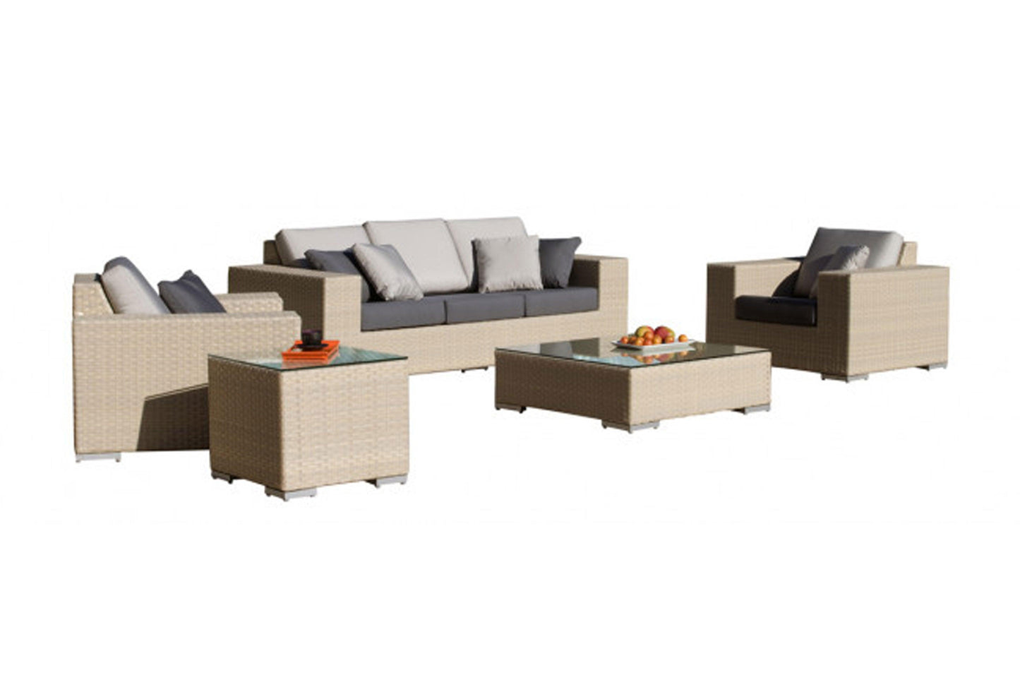 Cubix 5 PC Seating Set w/off-white cushion SKU: 902-1349-KBU-5PS - Venini Furniture