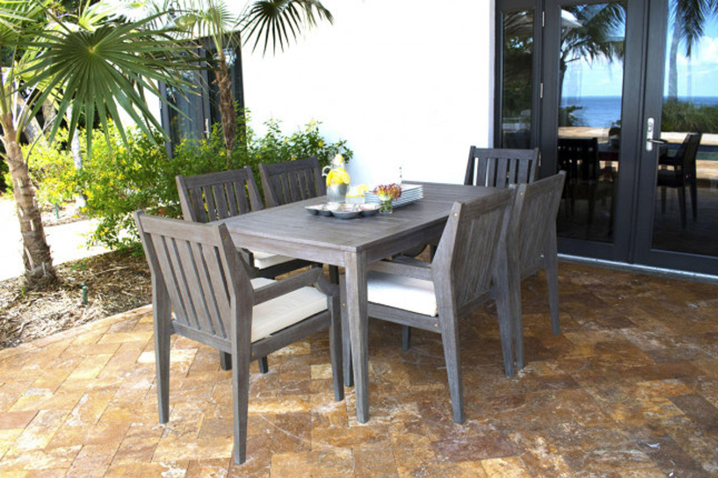 Poolside 7 PC Dining Set SKU: PJO-2701-GRY-7DA - Venini Furniture 