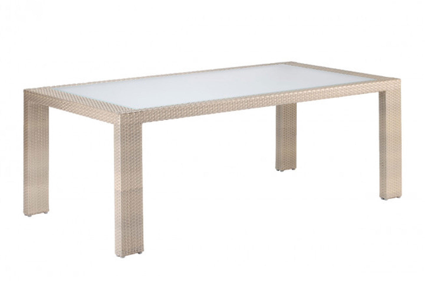 Cubix Rectangular Woven Dining Table w/glass SKU: 902-1349-KBU-RT - Venini Furniture