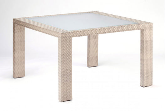 Cubix Square Woven Dining Table w/glass SKU: 902-1349-KBU-ST - Venini Furniture 