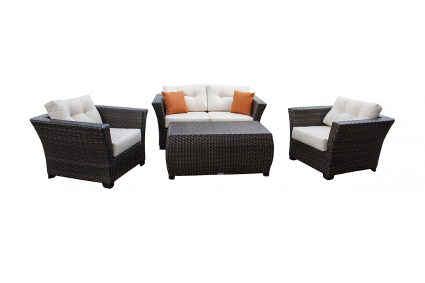 Samoa 4 PC Seating Set w/off-white cushions SKU: 901-1347-ATQ-4PL - Venini Furniture