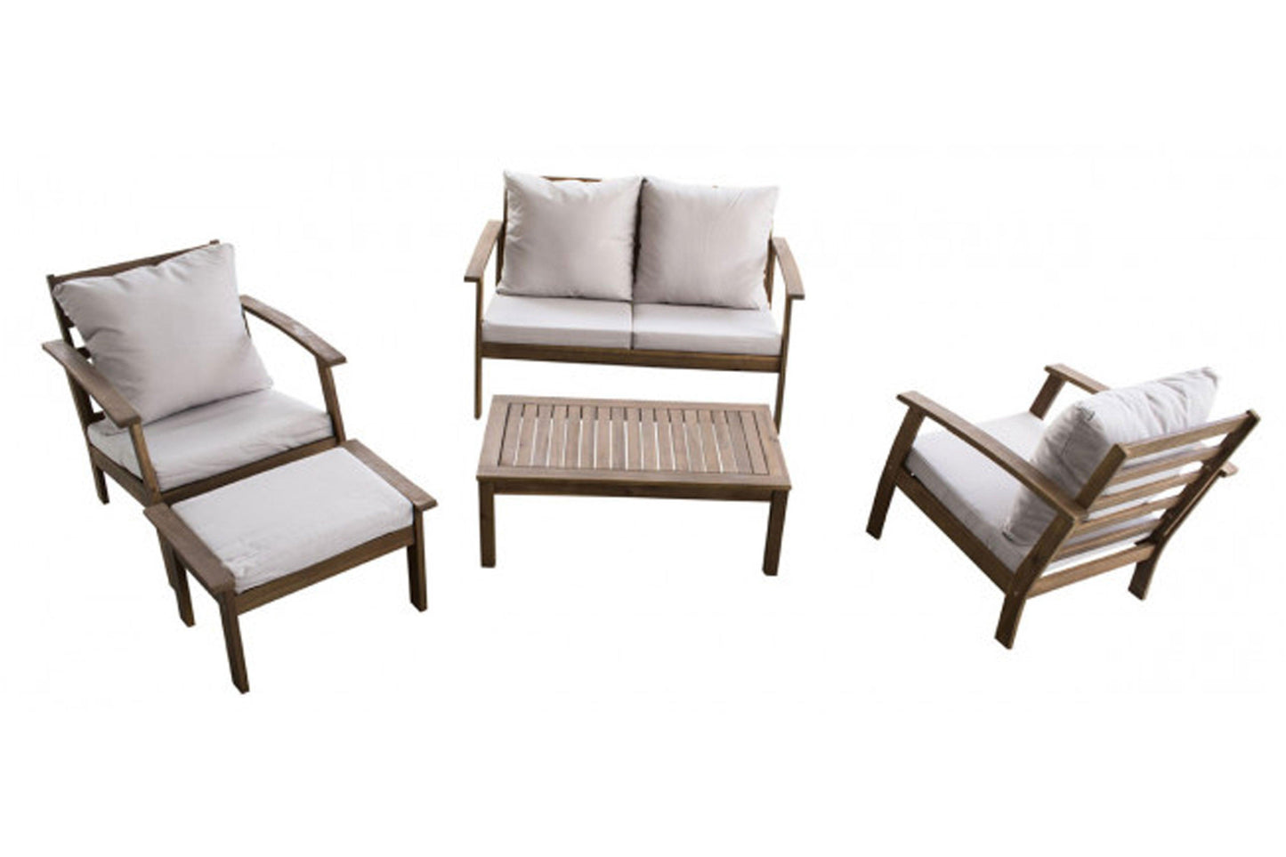 Sunset Cay 5 PC Settee w/beige cushions SKU: 819-1268-NAT - Venini Furniture