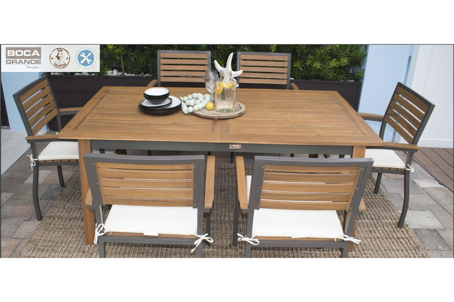 Boca Grande 7 PC Dining Set SKU: PJO-3201-GRY-7DA - Venini Furniture