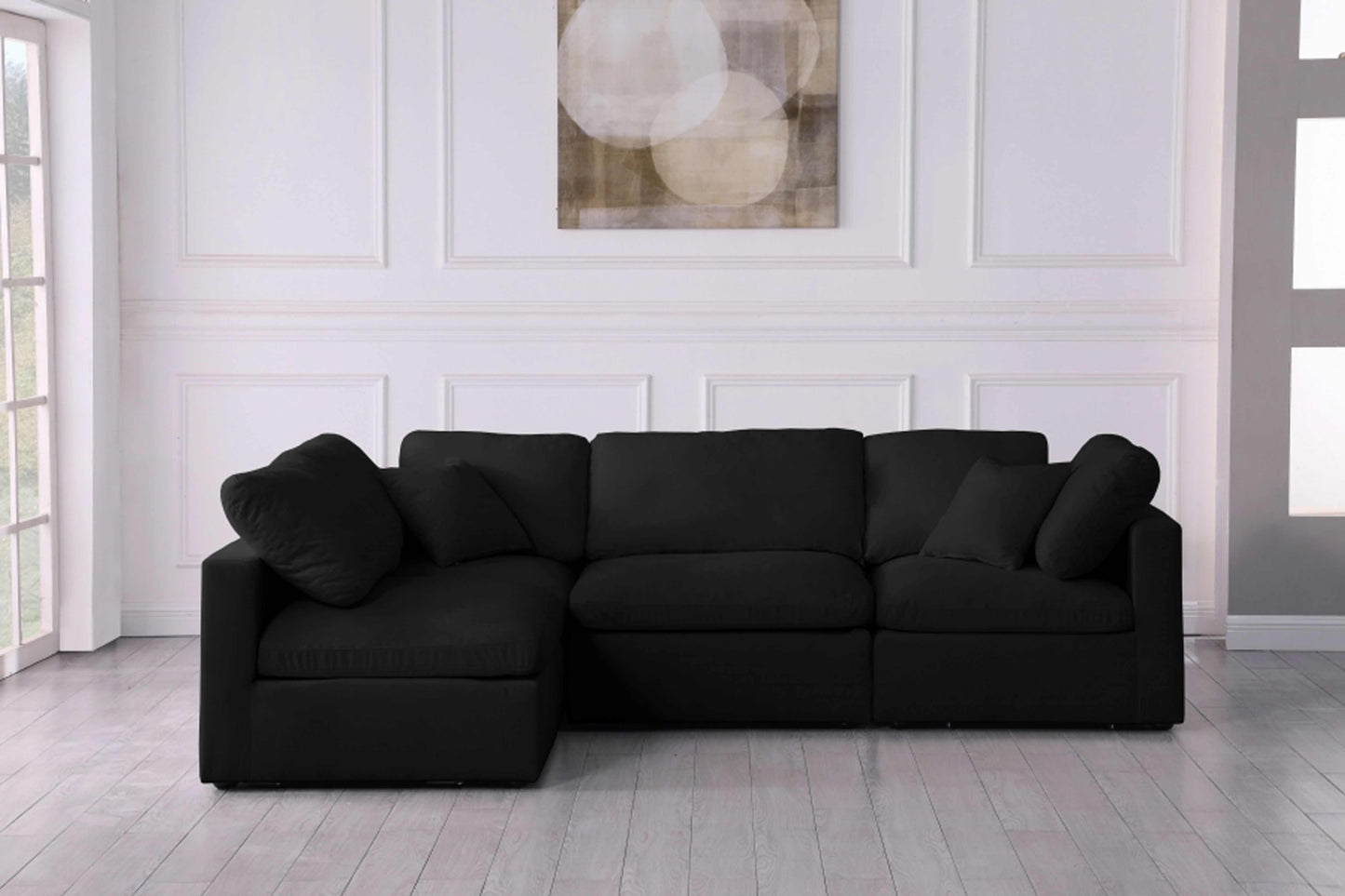 Plush Velvet Standard Modular Down Filled Cloud-Like Comfort Overstuffed Reversible Sectional SKU: 602-Sec4B - Venini Furniture