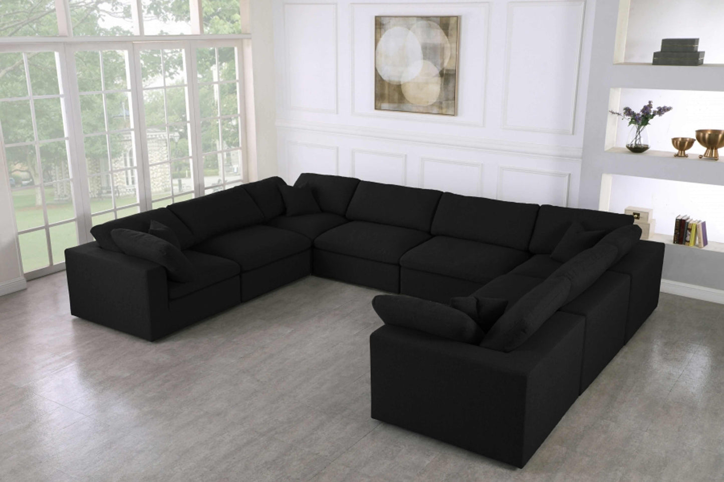 Serene Linen Deluxe Modular Down Filled Cloud-Like Comfort Overstuffed Sectional SKU: 601-Sec8A - Venini Furniture