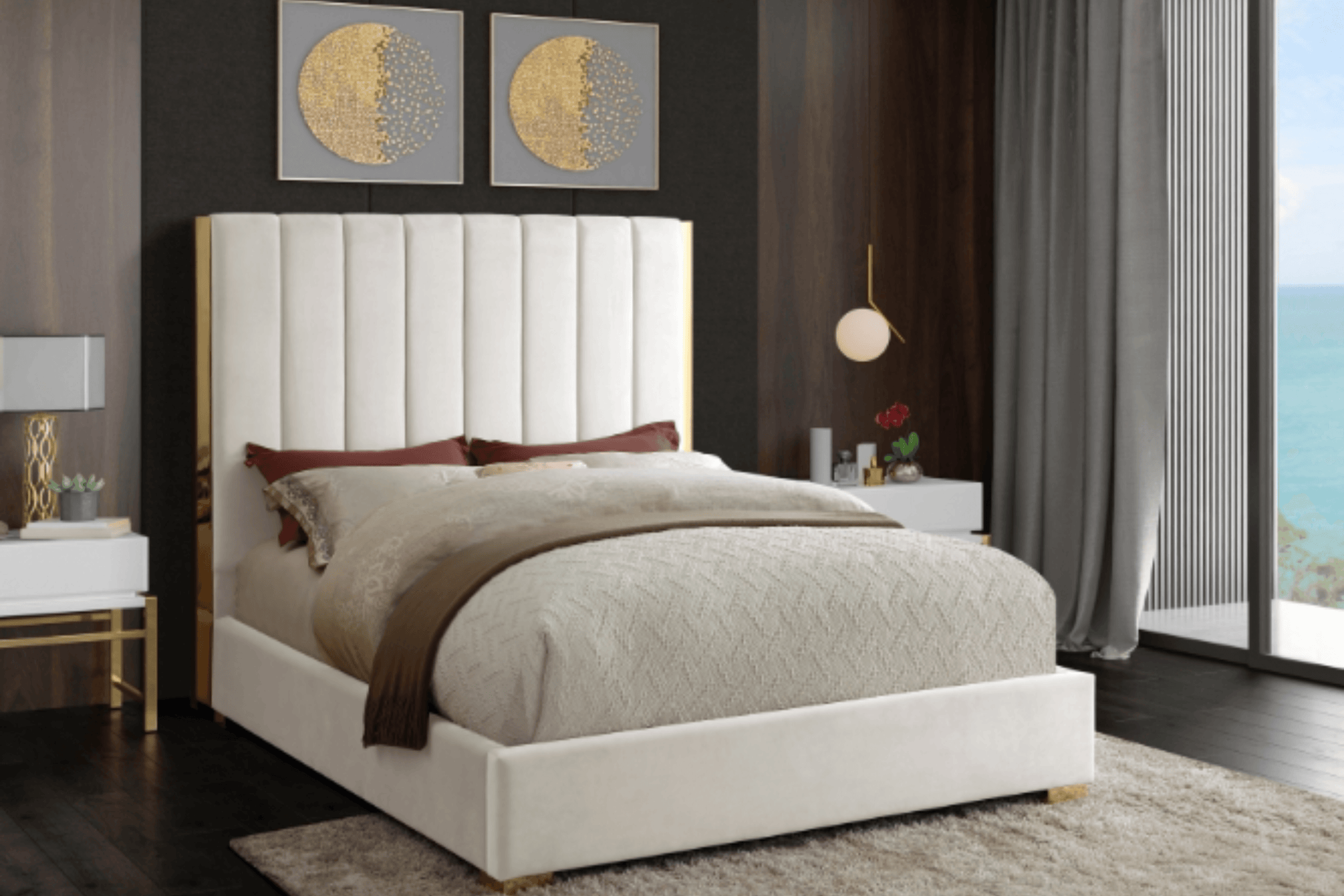 Becca Velvet Bed SKU: Becca - Venini Furniture 