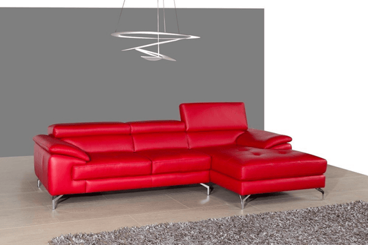 A973b Premium Leather Sectional in Red - Venini Furniture 