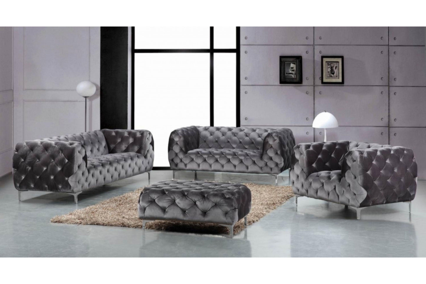 Mercer Velvet 3 PC SKU: 646-Set - Venini Furniture