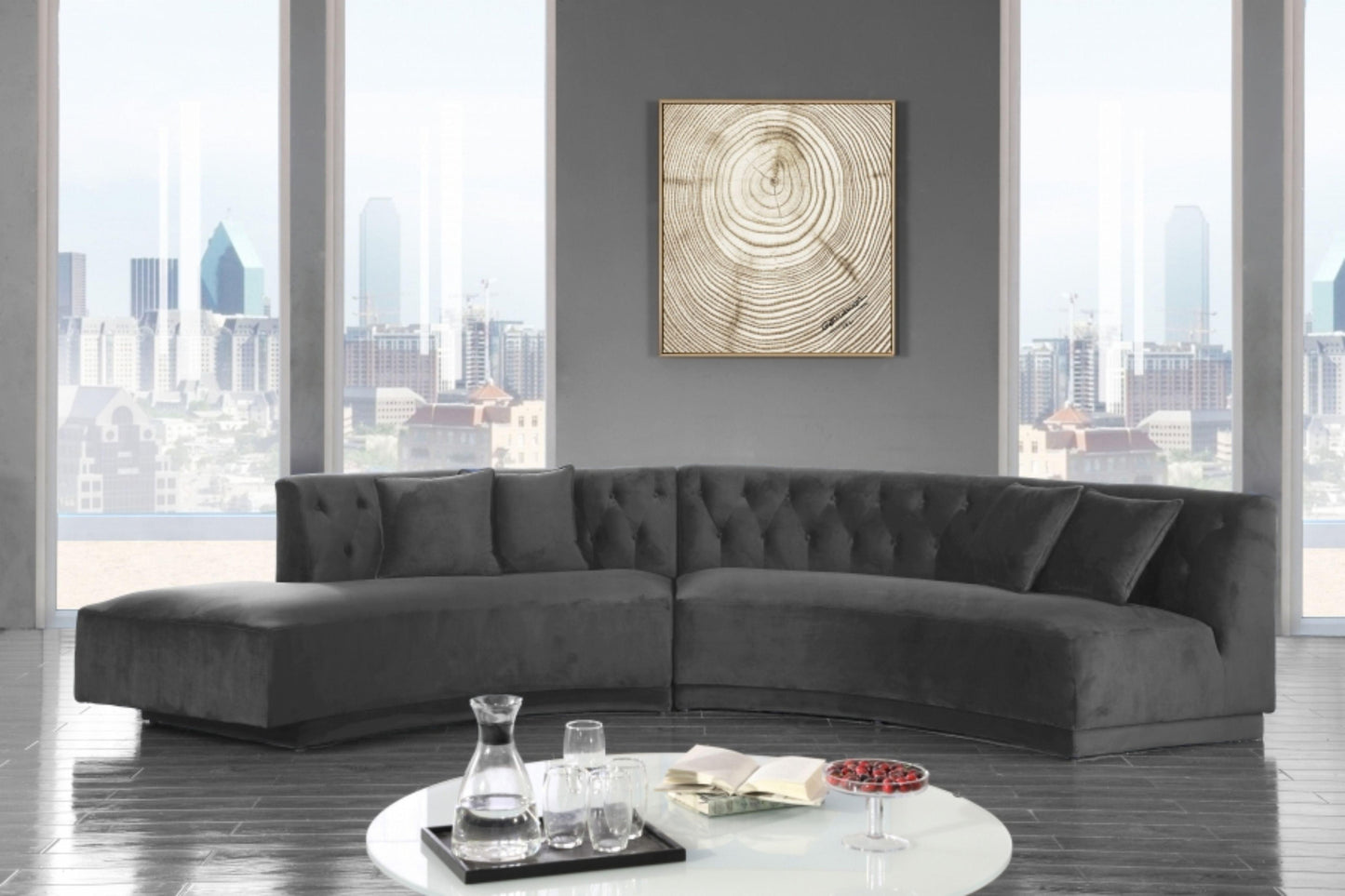 Kenzi Velvet 2pc. Sectional SKU: 641-Sectional - Venini Furniture